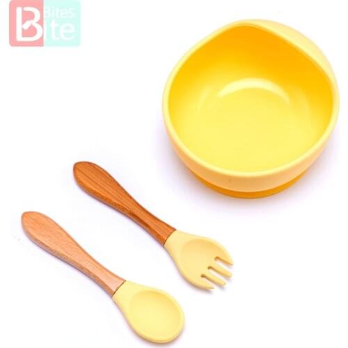 3PCS Baby Silicone Bowl Feeding Set Kids Dishes Spoon Waterproof Spill-Proof Suction Rotating Bowl Tableware Silicone Plate Dish
