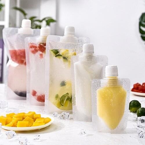 500Pcs/Lot Small Stand Up Packaging Bags Drink Spout Storage Pouch for Beverage Drinks Liquid Juice Milk Coffee Packaging Bag