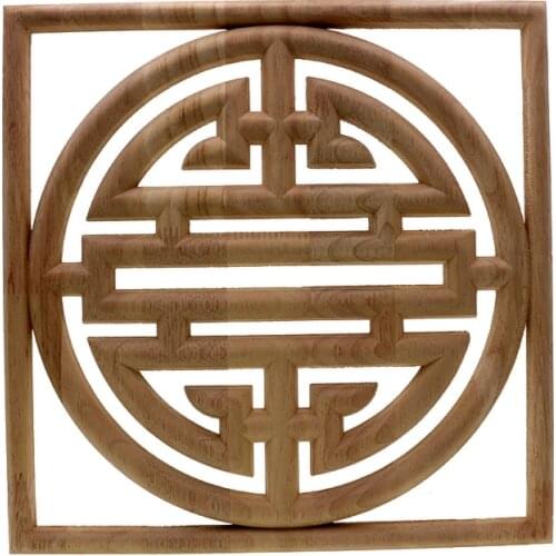 VZLX Flower Carving Natural Wood Appliques For Furniture Cabinet Unpainted Wooden Mouldings Decal Decorative Figurines Teraryum