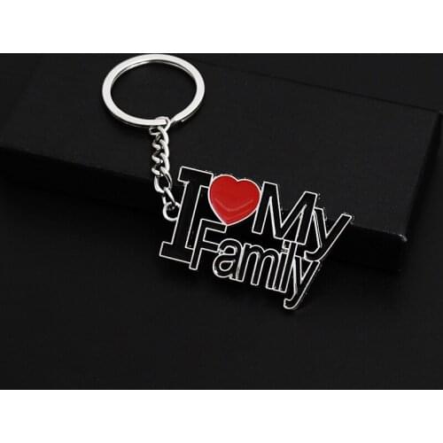 FREE SHIPPING BY DHL 100pcs/lot 2019 New I Love My Family Keychains Father Mother Keyrings for Family Members Gifts
