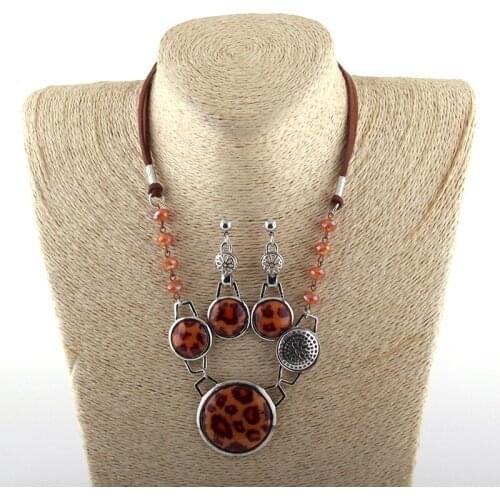 Free Shipping womens leopard jewelry set fashion necklace set elegant Women accessories necklace earring set 3 color available