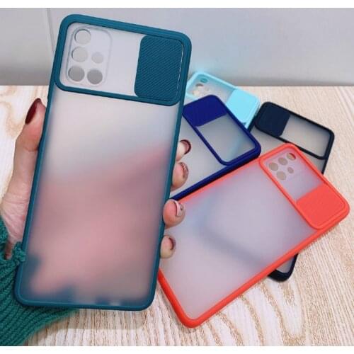 For Samsung Galaxy M51 M31S Slide Camera Lens Protection Phone Case for Samsung S21 M 51 A52 schockproof Translucent Back Cover