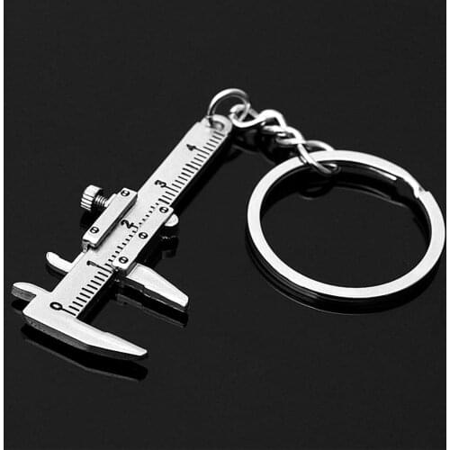 Zinc Alloy Creative Fashion Mini Simulation Slide Movable Ruler Vernier Caliper Model Keychain Key Chain Keyring Women Jewelry