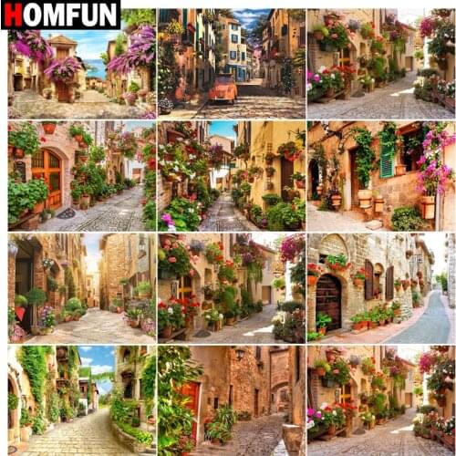 HOMFUN Diy Full Square Round Drill 5D Diamond Painting Cross Stitch Diamond Embroidery "Alley scenery" Home Decor Gift A30019