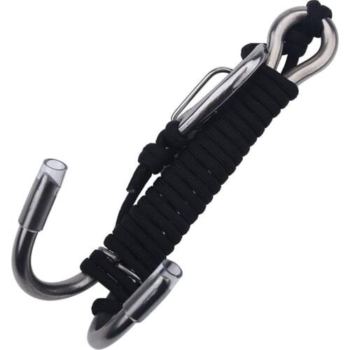 Qualified Nylon And Stainless Steel Material Scuba Diving Double Dual Stainless Steel Reef Drift Hook With Line For Cave Dive