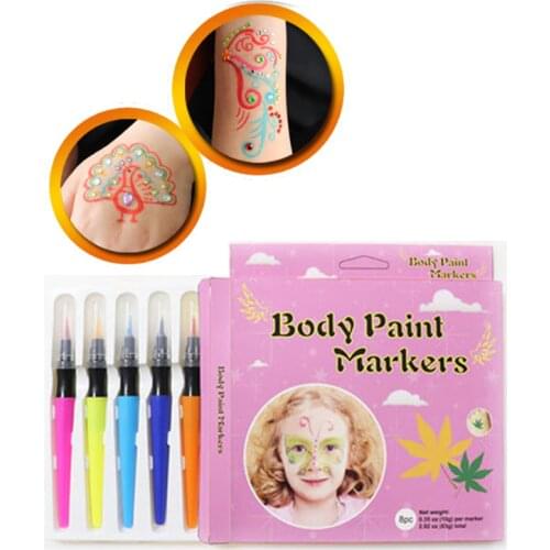 8 Colors Body Paint Marker Pens Washable Colorful Makeup Body Face Makeup Painting Pen Kids DIY Drawing Watercolor Pen Set