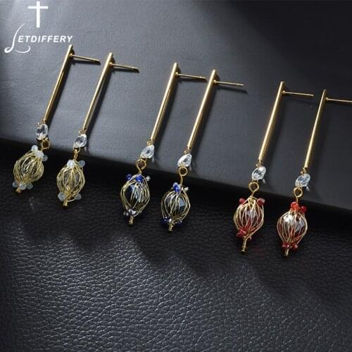 Letdiffery Fashion Dangle Earring 14k Gold Colorful Lantern Earrings Bohemia New Jewelry for Women Girls Party Birthday Gifts
