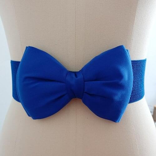Fashion Women Lady Buckle Black Waist Belt Corset Waistband Around Cinch Blue Bow Belt for Women VD1912