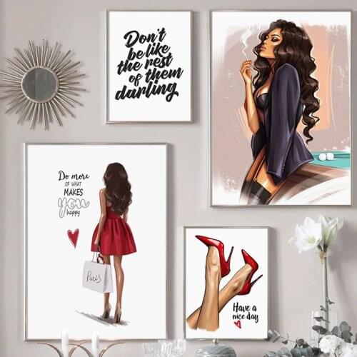 Fashion Girl Red High Heels Modern Wall Art Poster Canvas Painting Nordic Canvas Decoration Home Wall Pictures Living Room Decor