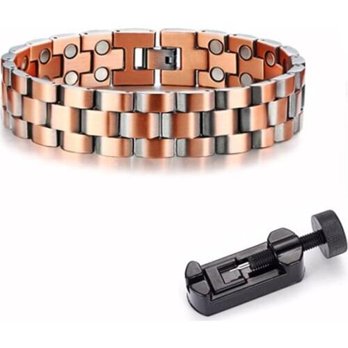 Mens Elegant Pure Copper Magnetic Therapy Link Bracelet Pain Relief For Arthritis Carpal Tunnel Bracelets Bangles Male Jewelry
