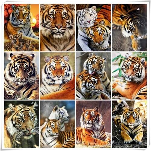 New Style DIY Full Square / Round Art Diamond Painting Kit Animal Tiger Diamond Embroidery Drill Cross Stitch Gift Home Decor