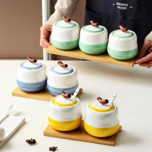 MUZITY Ceramic Kitchen Seasoning Tank Set Salt Shaker Spice Jar Kitchen Accessories Sugar Salt Container