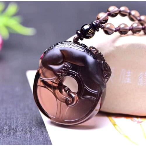 Natural ice class obsidian Pendant Pi Xiu beast Amulet Lucky mala bead necklace hanging drop mascot