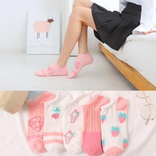 1 Pairs Women Pink Casual Short Socks Female Ladies Cute Breathable Cotton Summer Thin Girls Invisible Ankle Low Boat Socks