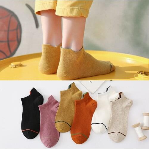 Heel Protection Womens Boat Socks in Spring and Summer Leisure Solid Color Ears Womens Socks Anti Friction Cotton Socks