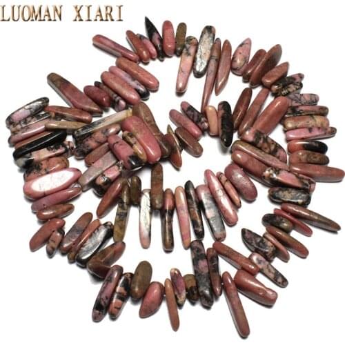 Wholesale 12-20 mm Stick Shape Natural Black Rhodochrosite Stone Beads DIY For Jewelry Making Necklace Bracelet Strand 15