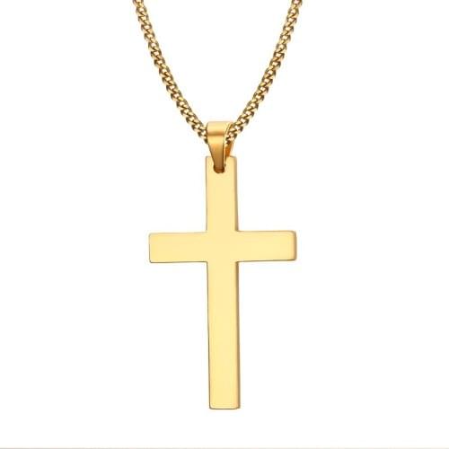 50MM titanium steel cross pendant New Cross Necklaces & Pendants For Men Prayer Jewelry Friend Gift homme chaine acier inoxydabl