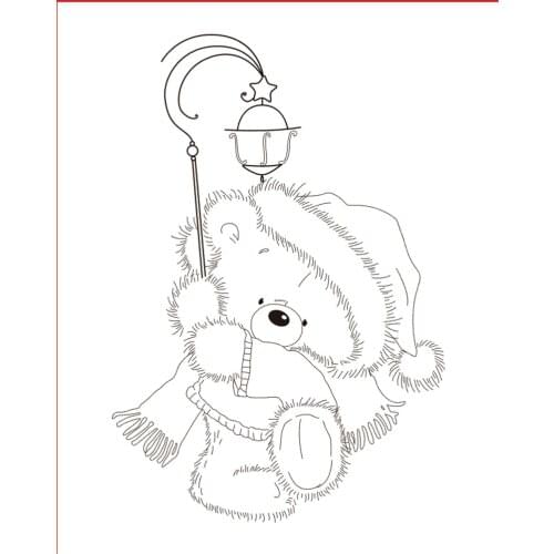 10x8 Bear holding lantern Transparent Clear Stamps Silicone Seals for DIY scrapbooking photo album Card Making