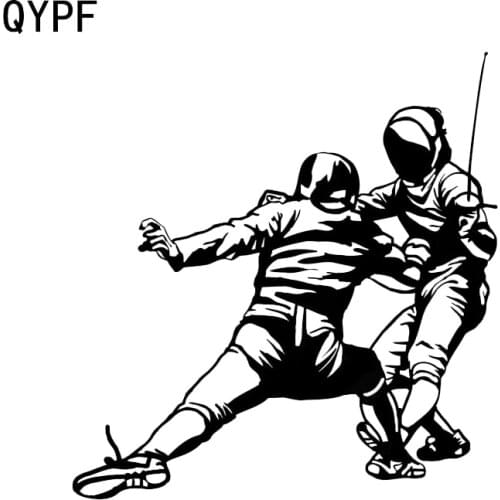 QYPF 14.2*15CM Sport Fencing Combat Car Sticker Silhouette Vinyl Black/Silver Accessories C16-0980