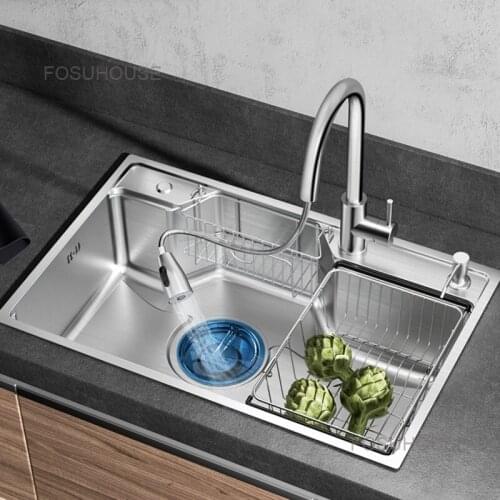 Sink Single Sink Kitchen Sink 304 Stainless Steel Thickened Sink Large Single Basin Bucket Sink kitchen faucets accessories