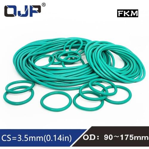 Rubber Ring Green FKM O ring Seal CS 3.5mm OD90/92/95/97/100/105/110/120/130/175mm Rubber ORings seal Oil Ring Gasket Washer