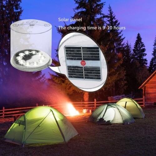 Foldable Camping Solar Powered LED Lights Inflatable Light Outdoor Waterproof Hiking Fishing Portable Flashlights