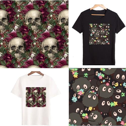 Fashion Skull Combination Thermo Stickers On Clothes Heat Transfer DIY T-shirt Patches For Clothes Accessories Thermal Sticker