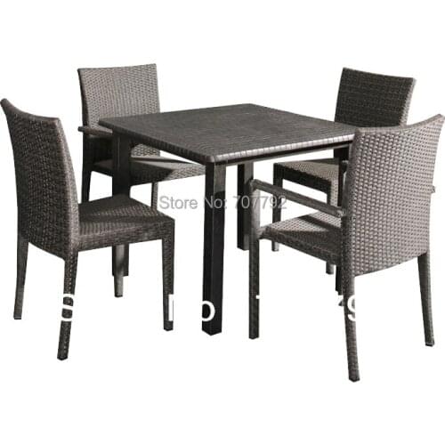 Comfortable Rattan Furniture 5-piece Provence Chairs Dining Table Chairs Set