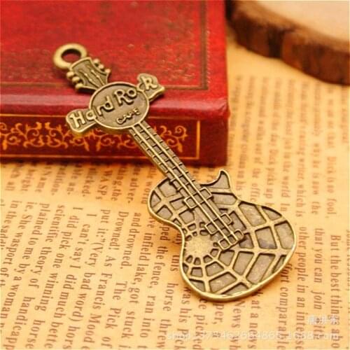 Vintage Ancient Bronze Guitar Bass Musical Pendant Charms Jewelry DIY Accessories For Handmade Key Chains,Bracelets Making