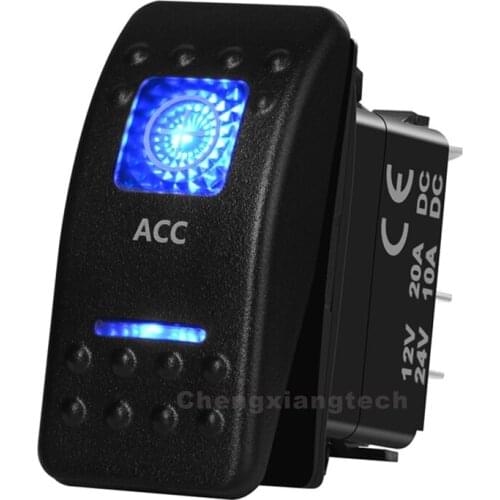 Waterproof Car Boat Blue Led 5 Pins SPST ON OFF ACC Rocker Switch Auto Replacements