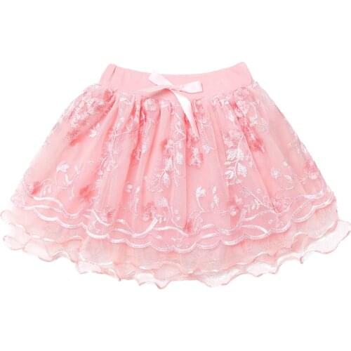 Girls Cute Flower Embroidery Skirt Princess Kids Clothing Baby Girl Skirt Ballet Party Dance Mesh Tutu Skirts Children Clothes