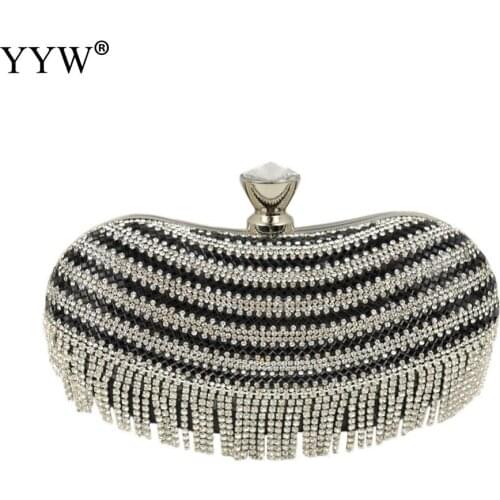 Women Tassel Evening Bags Diamonds Beaded Clutch Wedding Purse Shoulder Party Laides Case Purse Fashion Lady Tassel Dinner Bags