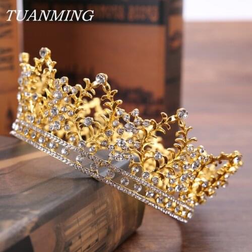 Crystal Rhinestone Crown Tiara Golden Bride Crown Hair Jewelry Headdress Princess Women Wedding Hair Ornaments Brides Tiara