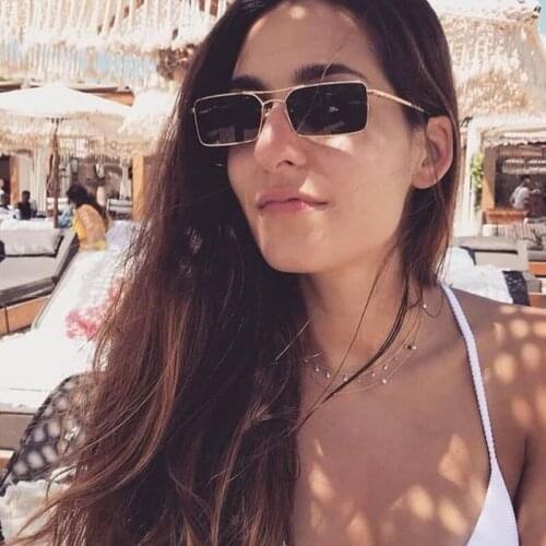 Personalized Small Square Frame Sunglasses For Women Ocean Lens Sun Glasses Coated Decoration Internet Celebrity Recommend