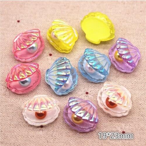 10pcs 19*23mm Shiny AB Resin ABS Pearl in Seashell Flat back Cabochon DIY Home Decoration Phone/Craft Scrapbooking