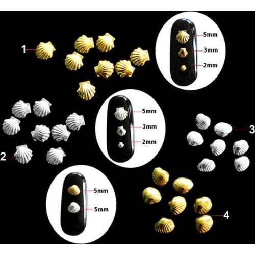 100pcs 3mm/5mm 3D Golden Silver Metal Shell Studs Beads Nail Art Nail Sticker Phone Craft DIY Decoration