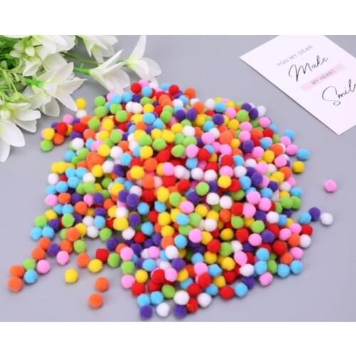 1000Pcs Soft Round Fluffy Craft PomPoms Ball Mixed Color Pom Poms 12mm DIY Craft R9JD