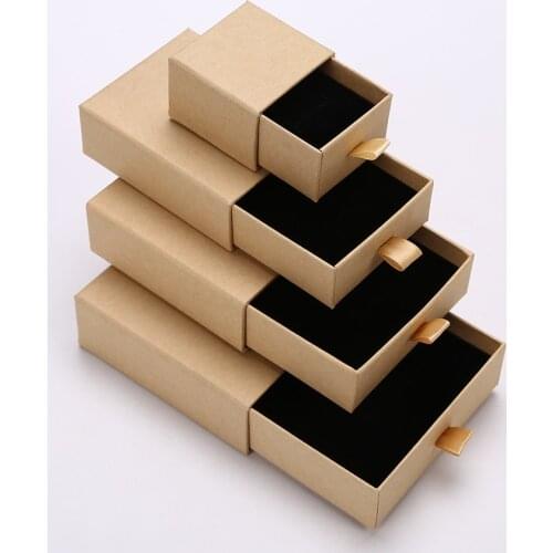 12pcs Cardboar Drawer Jewelry Set Gift Box Ring Necklace Bracelets Earring Gift Packaging Boxes with Black Sponge Rectangle