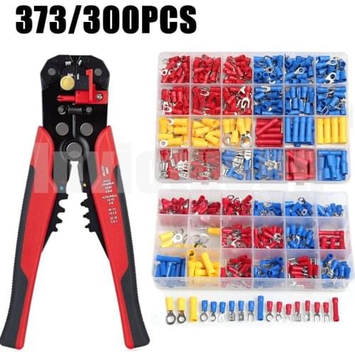 300/373PCS Insulated Cable Connector Electrical Wire Assorted Crimp Spade Butt Ring Fork Set Ring Lugs Rolled Terminals Kit
