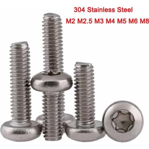 304 Stainless Steel Six-Lobe Head Bolts Round Security Anti Theft Screw Button Head Torx Screws M2 M2.5 M3 M4 M5 M6 M8