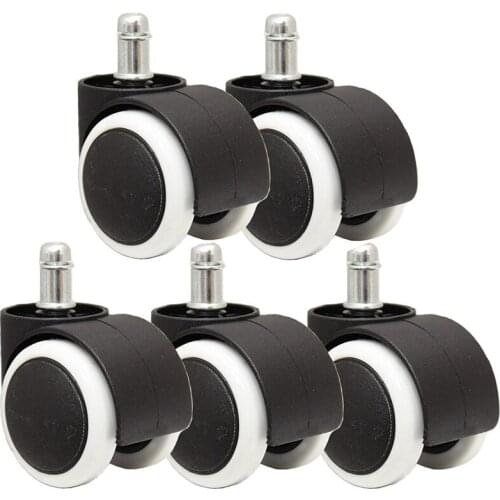 50mm Office Chair Roller Castor Wheels - Set of 5 - black&white
