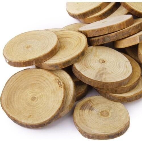 50pcs 3-4CM Wood Log Slices Discs DIY Crafts Wedding Centerpieces Nature Pine Wood Tree Rings Decoration Wooden Pile Ornaments