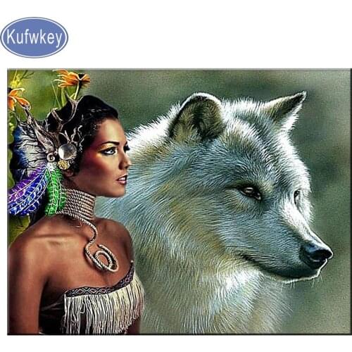 5D DIY Diamond Painting Animal Wolf Full square Round Diamond embroidery girl Cross stitch mosaic crystal Wall Painting