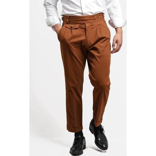 Pitti uomo autumn winter Gurkha brown korga slim fit mens casual pants Caramel Capris