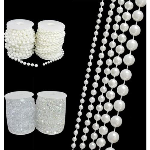 4/5/6/8/10/12mm 3 Meter Imitation Pearl Beads Chain Garland Flowers Acrylic Beads For Wedding Decoration DIY Jewelry Accessories