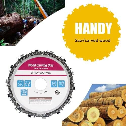 5 Inch 14 Teeth Grinder Chain Disc 22mm Arbor Woodworking Carving Disc for 125mm Angle Grinder and Circular Saw