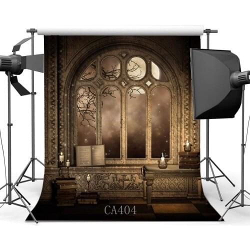 Photography Backdrops Halloween Horror Night Mysterious Moon Arch Window Scene Background