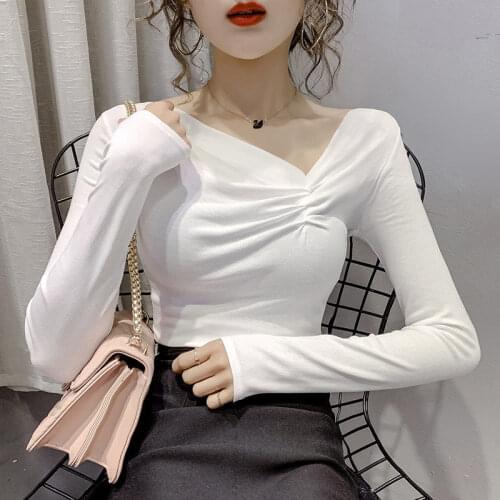 Korean Fashion Cotton T Shirt Summer 2021 Puff Long Sleeve Sex Crop Tops Vintage Tshirt Kawaii Plus Size Women Clothing Harajuku