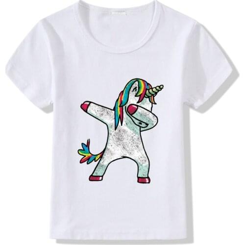 Funny Unicorn Print Short Sleeve O-neck Girls Boys T Shirts 12 Years