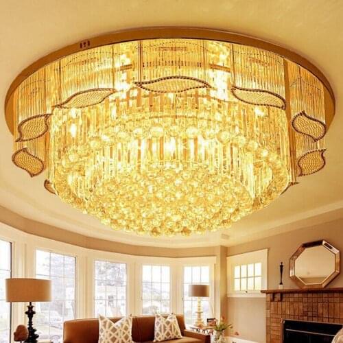 Crystal lamp living room lamp round ceiling lamp modern bright restaurant lamp European atmosphere bedroom warm lighting fixture